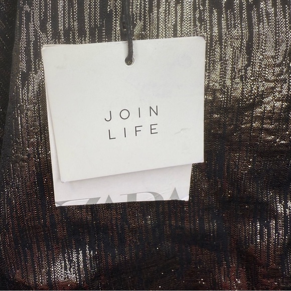 Zara Gold Metallic Mini Dress with Ruffle Size Medium NWT Homecoming Formal - Picture 7 of 9